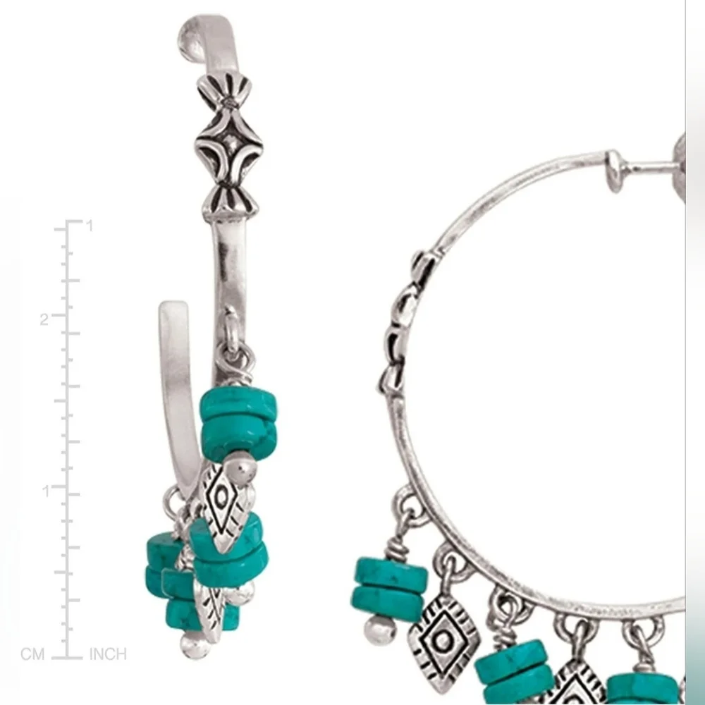 Silpada 925 Sterling Silver & Howlite 'Dive In' Hoop Earrings P3262